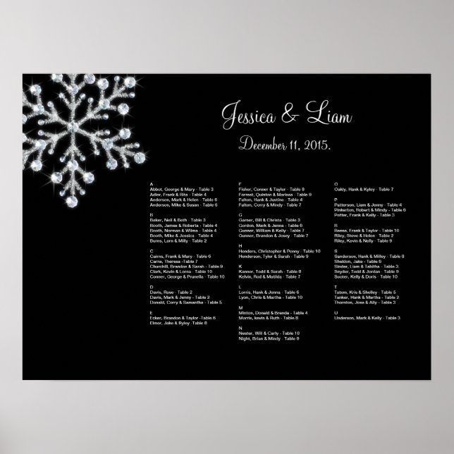Winter Snowflake Seating Chart (Front)