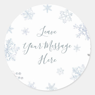 Winter Snowflake Shower Love Your Message Here Classic Round Sticker