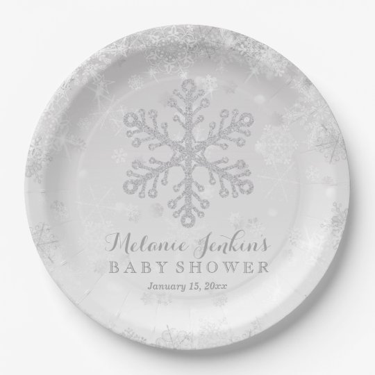 Winter Snowflake Silver Baby Shower Paper Plates | Zazzle.com Winter Snowflake Silver Baby Shower Paper Plates | Zazzle.com