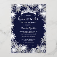 Winter Snowflake Silver Navy Quinceanera