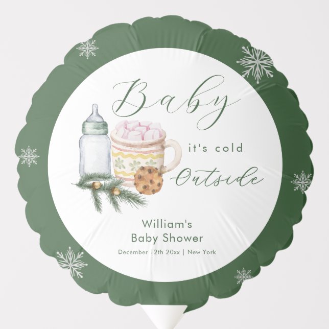 Winter Snowflake S'more Cookie Baby Shower  Balloon (Front)