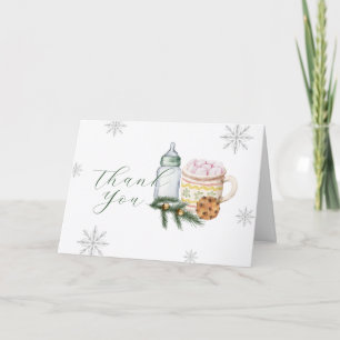 Winter Snowflake S'more Cookie Baby Shower Letterpress Thank You Card