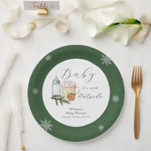 Winter Snowflake S'more Cookie Baby Shower  Paper Plates