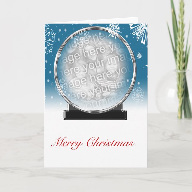 Winter Snowflake Snow Globe Christmas Custom Photo Holiday Card (Front)