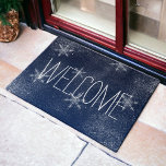 Winter snowflake snow navy blue Christmas Doormat<br><div class="desc">Winter snowflake snow navy blue Christmas</div>