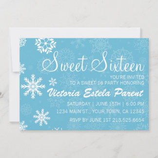 Winter Snowflake Sweet 16 Invitation