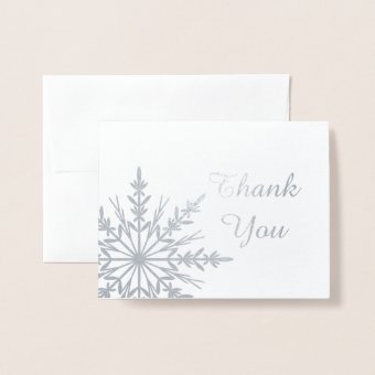 Winter Snowflake Thank You Note Foil Card | Zazzle