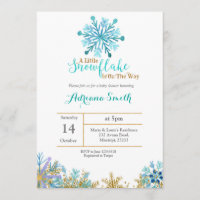 Winter Snowflake Theme Boy Baby Shower Invitation