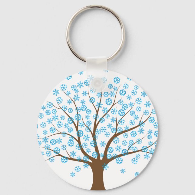 Winter Snowflake Tree Button Keychain (Front)
