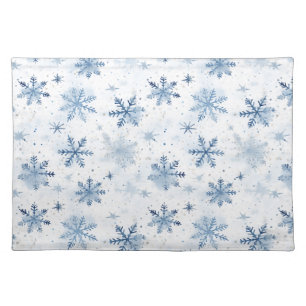 Winter snowflake watercolor pattern cloth placemat