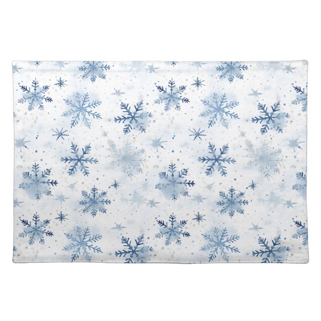 Winter snowflake watercolor pattern cloth placemat (Front)