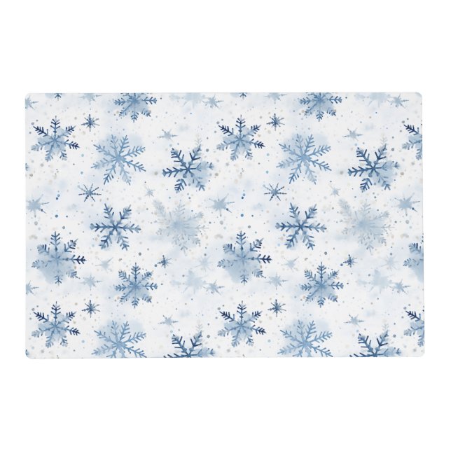 Winter snowflake watercolor pattern placemat (Front)