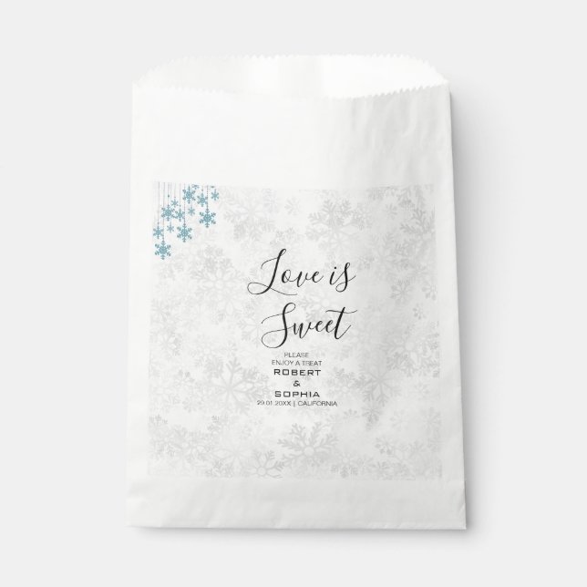 Winter Snowflake Wedding Favor Bag (Front)