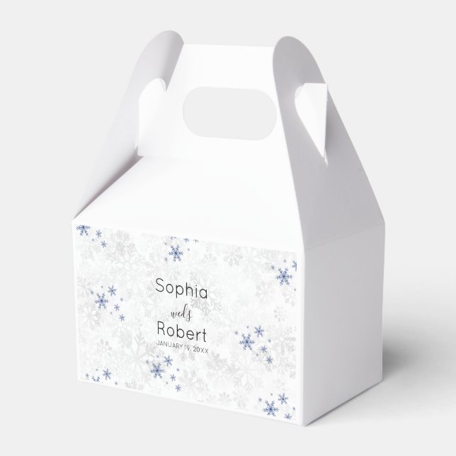 Winter Snowflake Wedding Favor Boxes (Front Side)