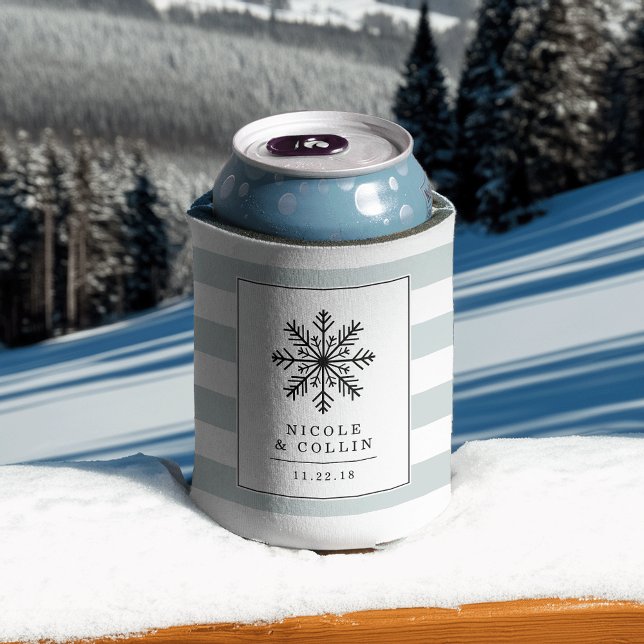 Winter Snowflake Wedding Favor Can Cooler (Creator Uploaded)