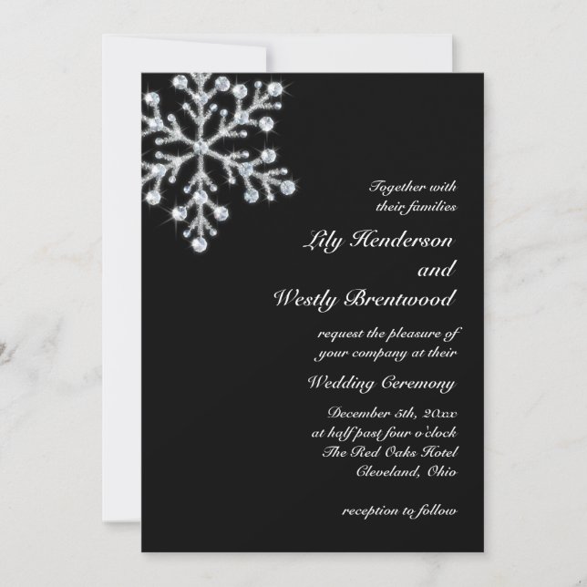 Winter Snowflake Wedding Invitation (Front)