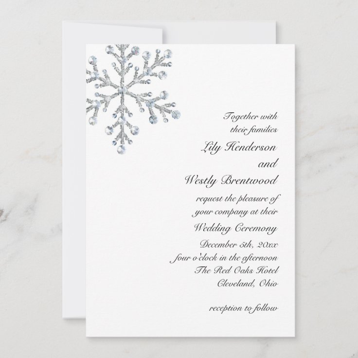 Winter Snowflake Wedding Invitation Zazzle
