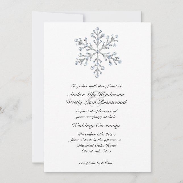 Winter Snowflake Wedding Invitation 2 (Front)