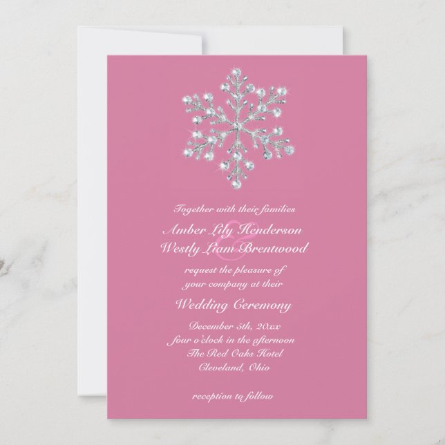 Winter Snowflake Wedding Invitation 2 (Front)