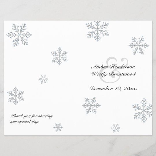 Winter Snowflake Wedding Program Zazzle Winter Snowflake Wedding Program