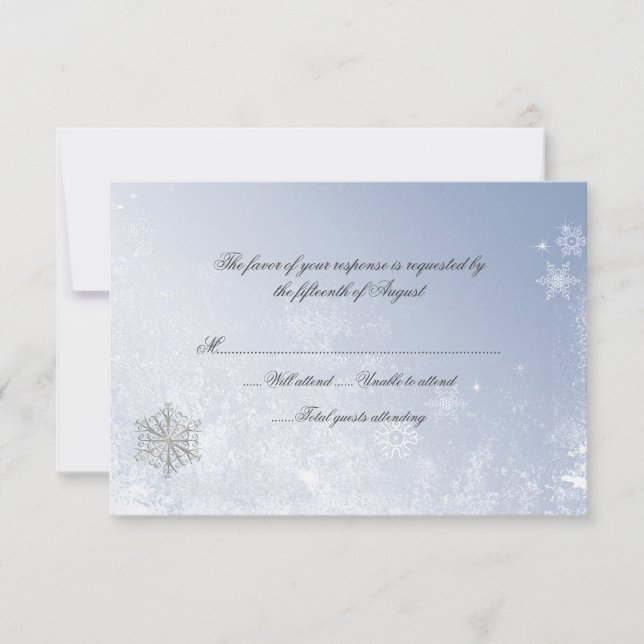 Winter Snowflake Wedding Response Card (Front)