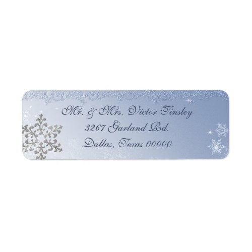 Winter Snowflake Wedding Return Address Label