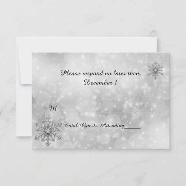 Winter Snowflake Wedding RSVP Card (Front)