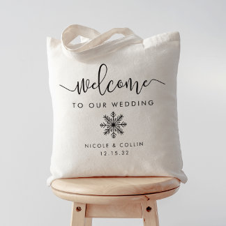 Winter Snowflake Wedding Welcome Tote Bag