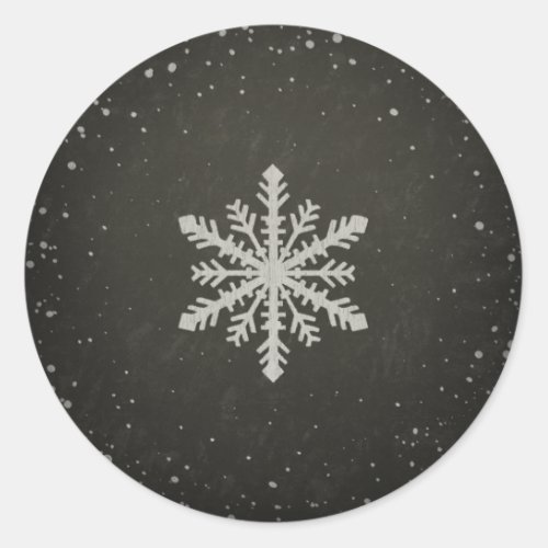 Winter Snowflake White Chalk Drawing Classic Round Sticker