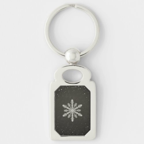 Winter Snowflake White Chalk Drawing Keychain