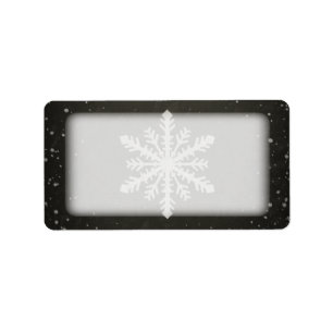 Winter Snowflake White Chalk Drawing Label
