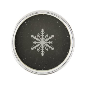 Winter Snowflake White Chalk Drawing Lapel Pin by CozyMode at Zazzle