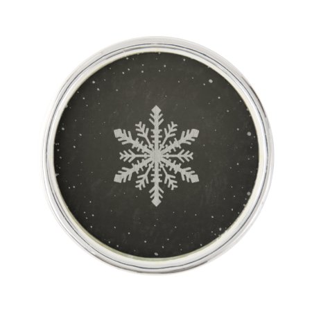 Winter Snowflake White Chalk Drawing Lapel Pin