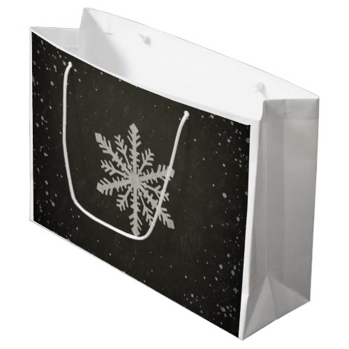 Winter Snowflake White Chalk Drawing Large Gift Bag