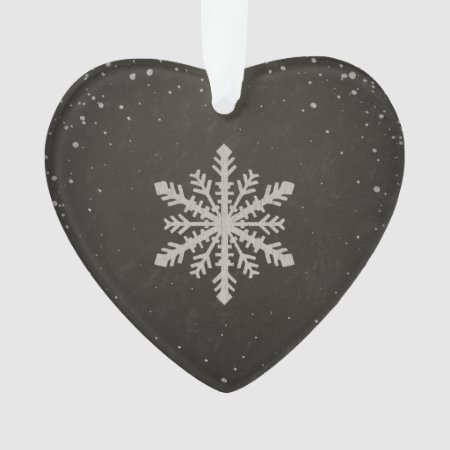 Winter Snowflake White Chalk Drawing Ornament