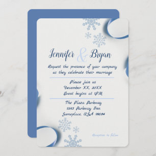 Winter Snowflakes and Ribbons Wedding Invitation