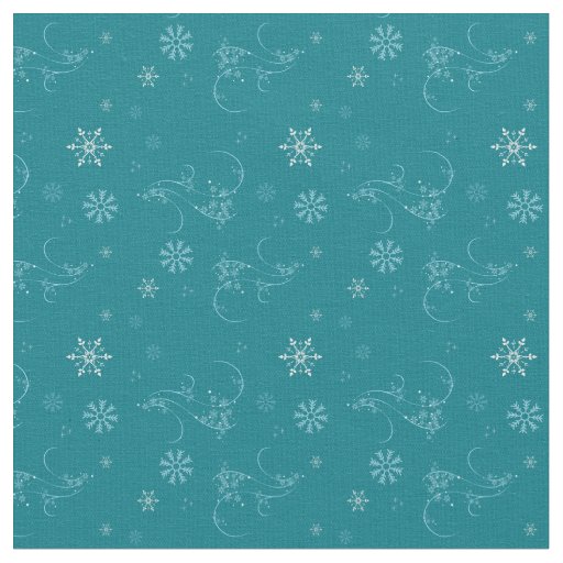 Winter Snowflakes and Swirls Pattern Fabric