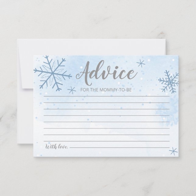 Winter Snowflakes Baby Boy Shower Advice Cards (Front)