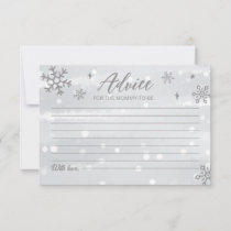 Winter Snowflakes Baby Gray Shower Advice Cards