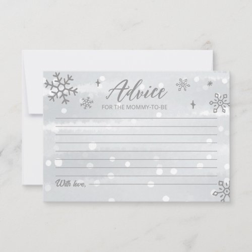 Winter Snowflakes Baby Gray Shower Advice Cards