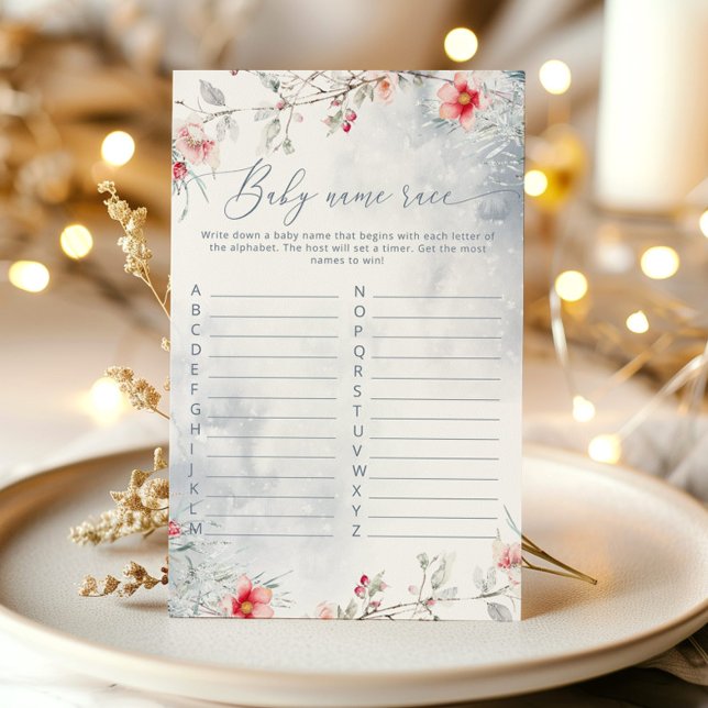 Winter snowflakes baby name race baby shower game (Creator Uploaded)
