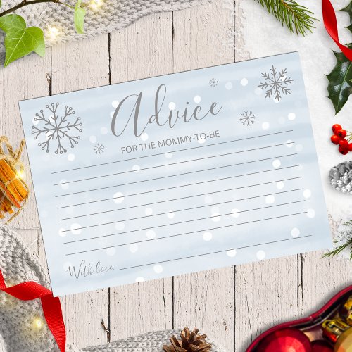 Winter Snowflakes Baby Shower Advice Cards