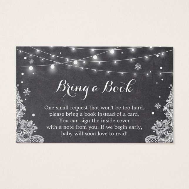 Winter Snowflakes Baby Shower Book Request Card (Front)
