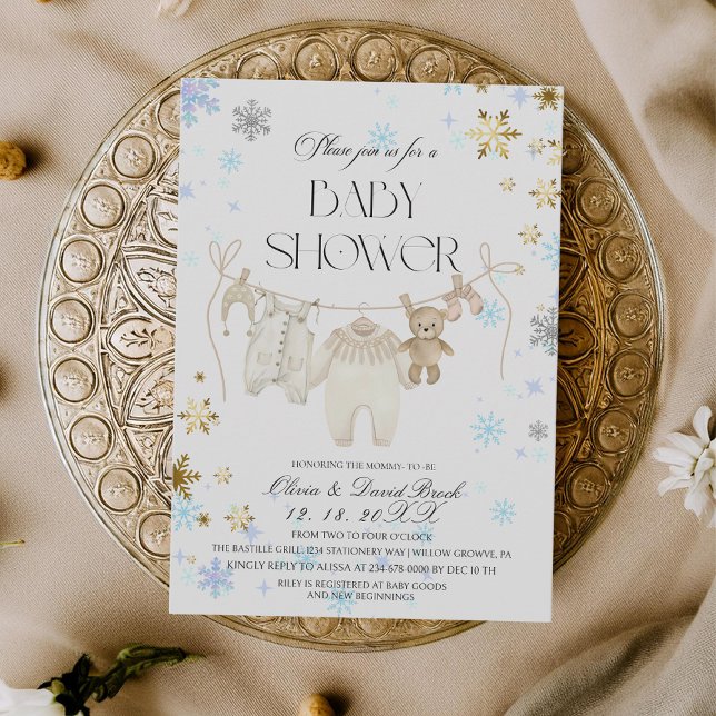 Winter Snowflakes Baby Shower Invitation (Creator Uploaded)