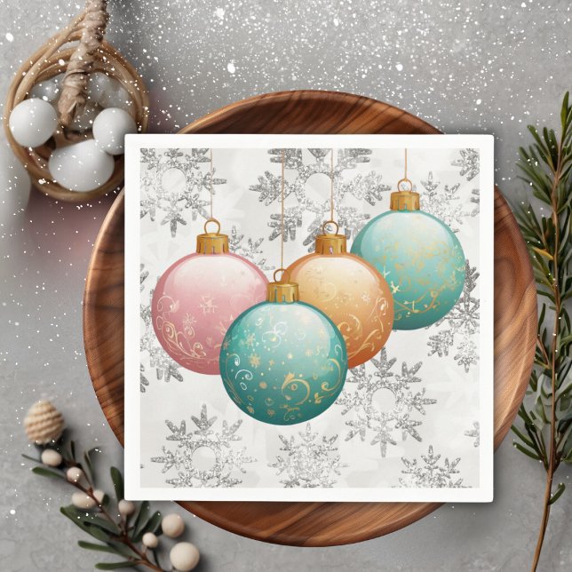 Winter Snowflakes Balls Ornaments Baby Shower Napkins (Creator Uploaded)