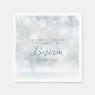 Winter Snowflakes Baptism Christening Napkins