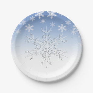 Winter Snowflakes Blue 7" Paper Plates