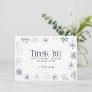 Winter Snowflakes, Blue and Gray Thank You Card