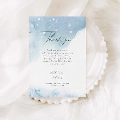 Winter Snowflakes Blue Bridal Shower Thank You Card