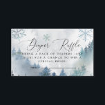 Winter Snowflakes Blue Diaper Raffle Ticket Enclos Enclosure Card<br><div class="desc">Rustic baby shower diaper raffle ticket featuring watercolor illustration of a snowy mountain with pine tree forest and snowflakes in blue gray color. The card asks guests to bring a pack of diaper in a chance to win a prize.</div>